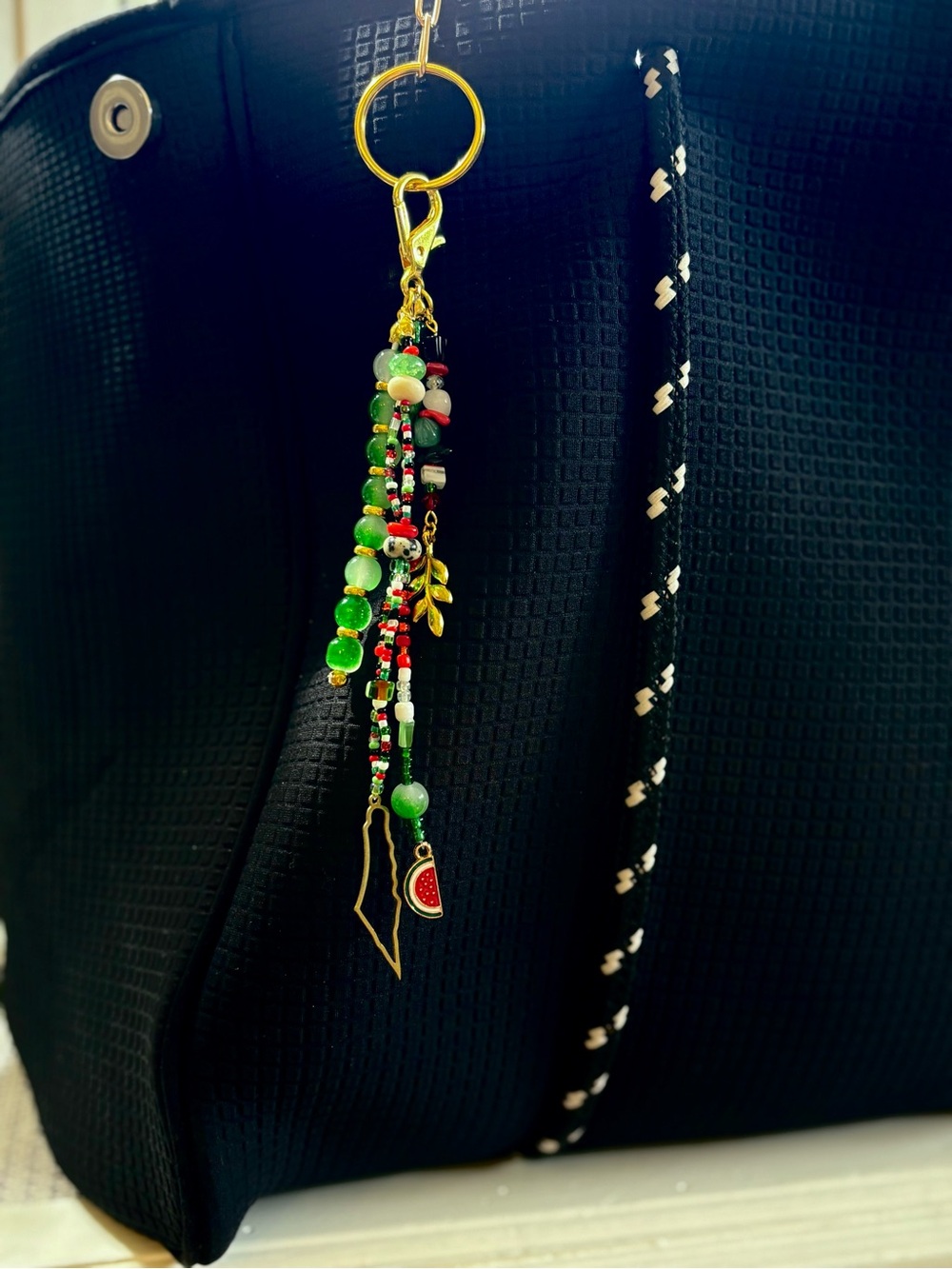 🍉🕊️ Beaded Bag Charm. Handmade and designed by seller